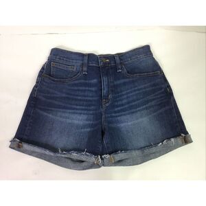 J. Crew Womens Shorts Size 26 Blue Denim Stretch High‎ Rise cuffs distressed